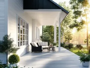 White House Porch Relaxing Sunny Day Exterior